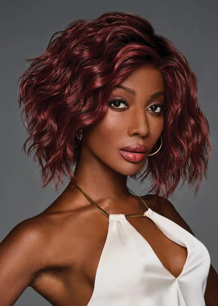 Beaming Beauty Mid-Length Layered Beach Waves Wig by Hairuwear, Average Cap, GF12-22SS Cappuccino