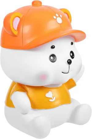 Bear Shaped Piggy Bank Creative Vinyl Coin Storage Jar for Adorable Money Box Decoration Present for Families Fits All Standard Coins Outfit