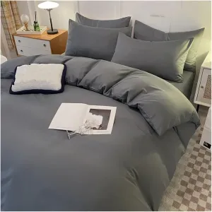 Bed Sheets Set, Simple Sheet Sets Boys and Girls Bedroom Sheets Bedding Sets Washed Cotton Duvet Cover Skin-Friendly Fabrics(B,Twin 4pcs)