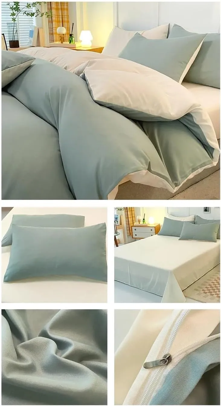 Bed Sheets Set, Simple Sheet Sets Boys and Girls Bedroom Sheets Bedding Sets Washed Cotton Duvet Cover Skin-Friendly Fabrics(B,Twin 4pcs)