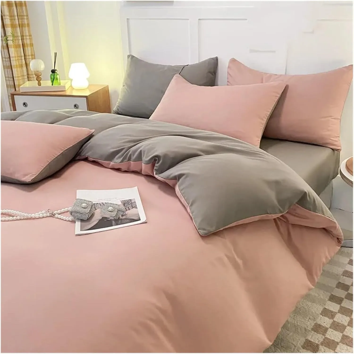 Bed Sheets Set, Simple Sheet Sets Boys and Girls Bedroom Sheets Bedding Sets Washed Cotton Duvet Cover Skin-Friendly Fabrics(B,Twin 4pcs)