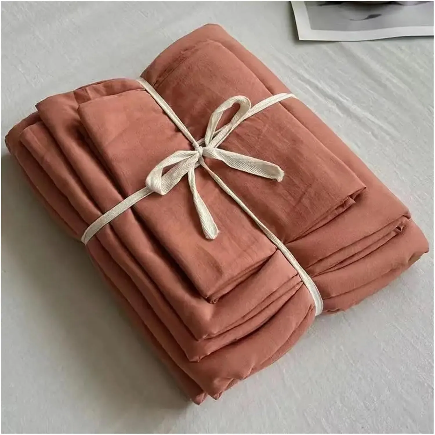 Bedding Set Cotton Naked Sleep Solid Color Duvet Cover Sheet 3 Piece Bedding Set,Easy Care (B Twin)