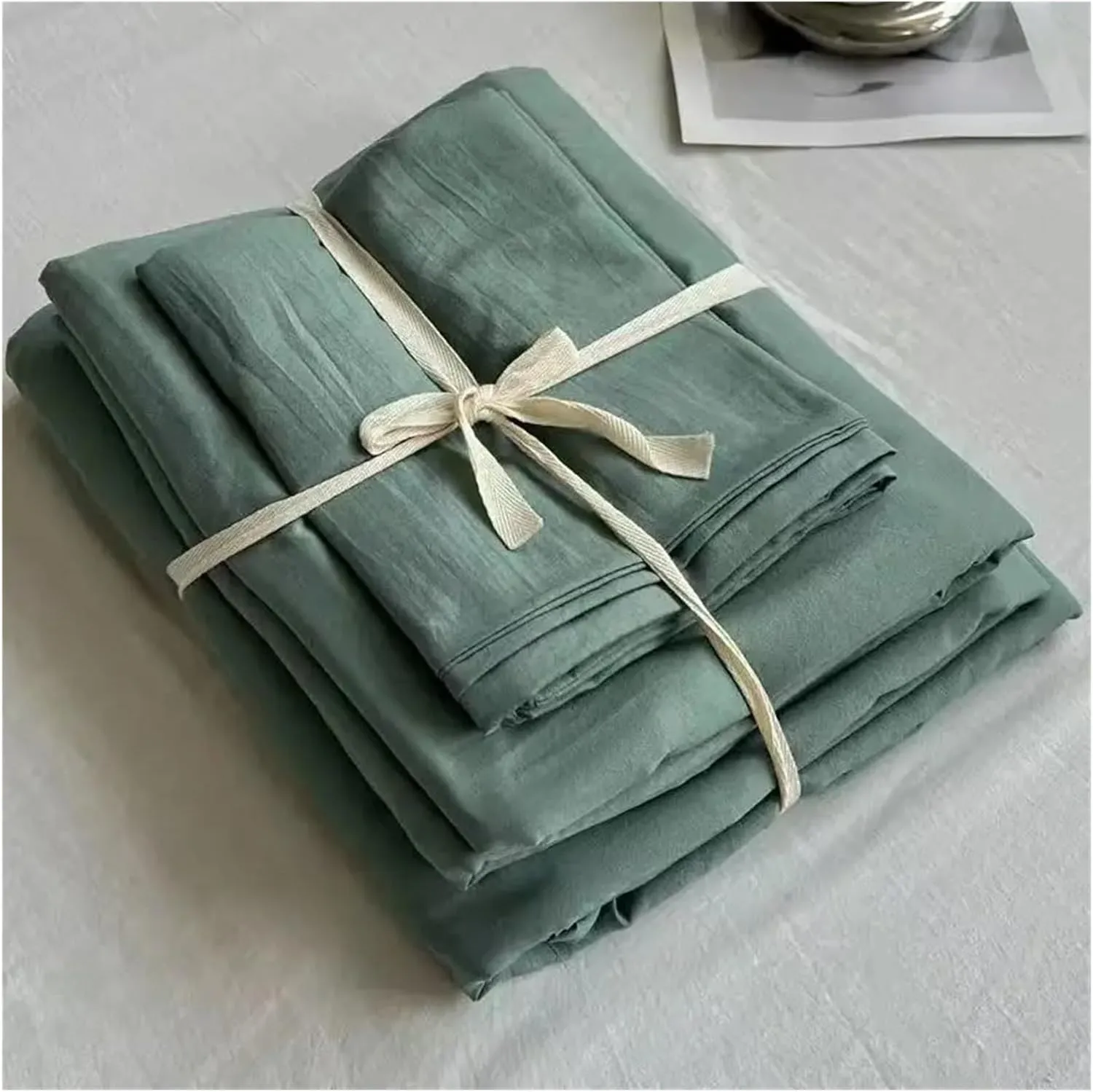 Bedding Set Cotton Naked Sleep Solid Color Duvet Cover Sheet 3 Piece Bedding Set,Easy Care (B Twin)