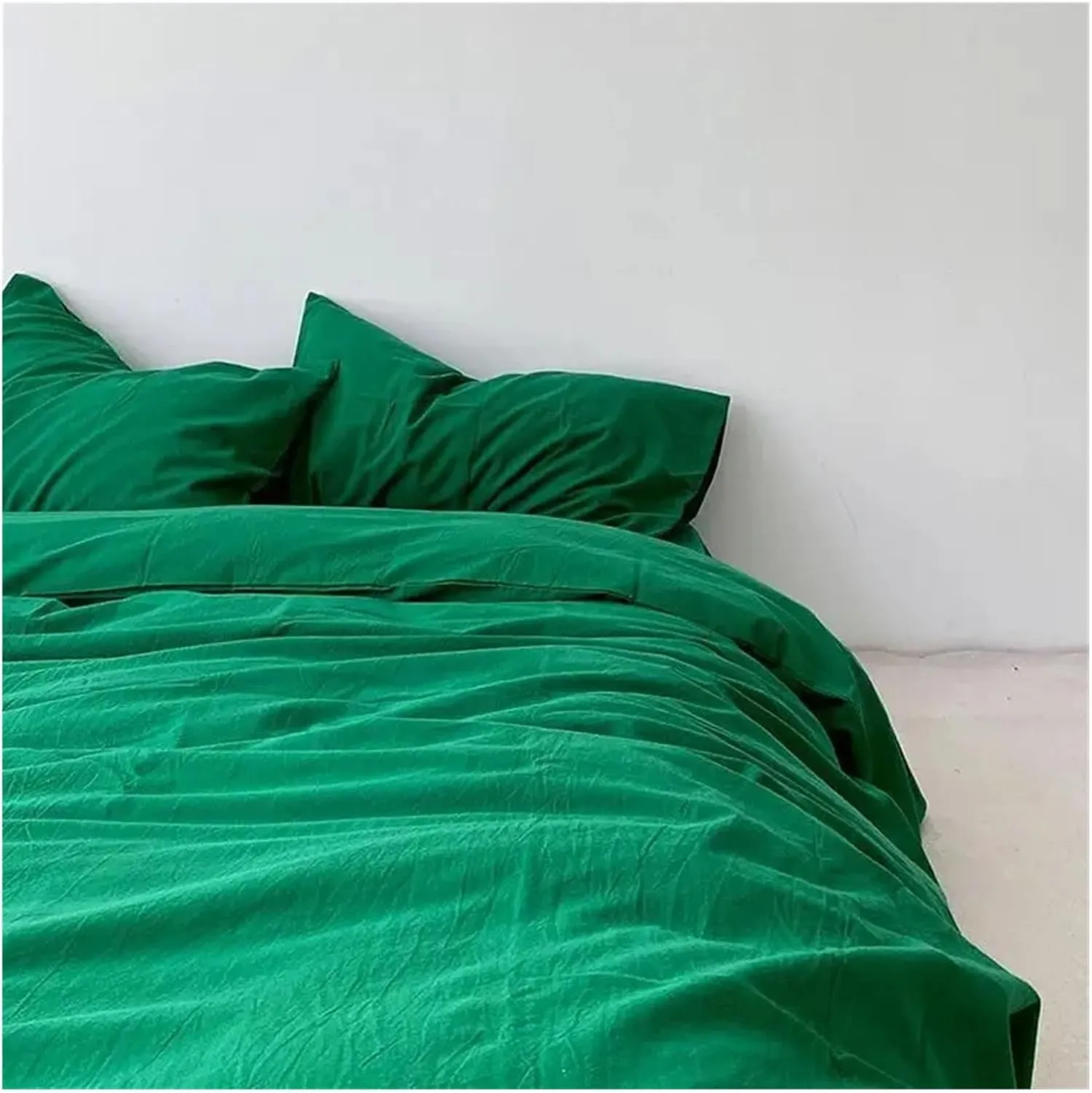 Bedding Set Cotton Naked Sleep Solid Color Duvet Cover Sheet 3 Piece Bedding Set,Easy Care (B Twin)