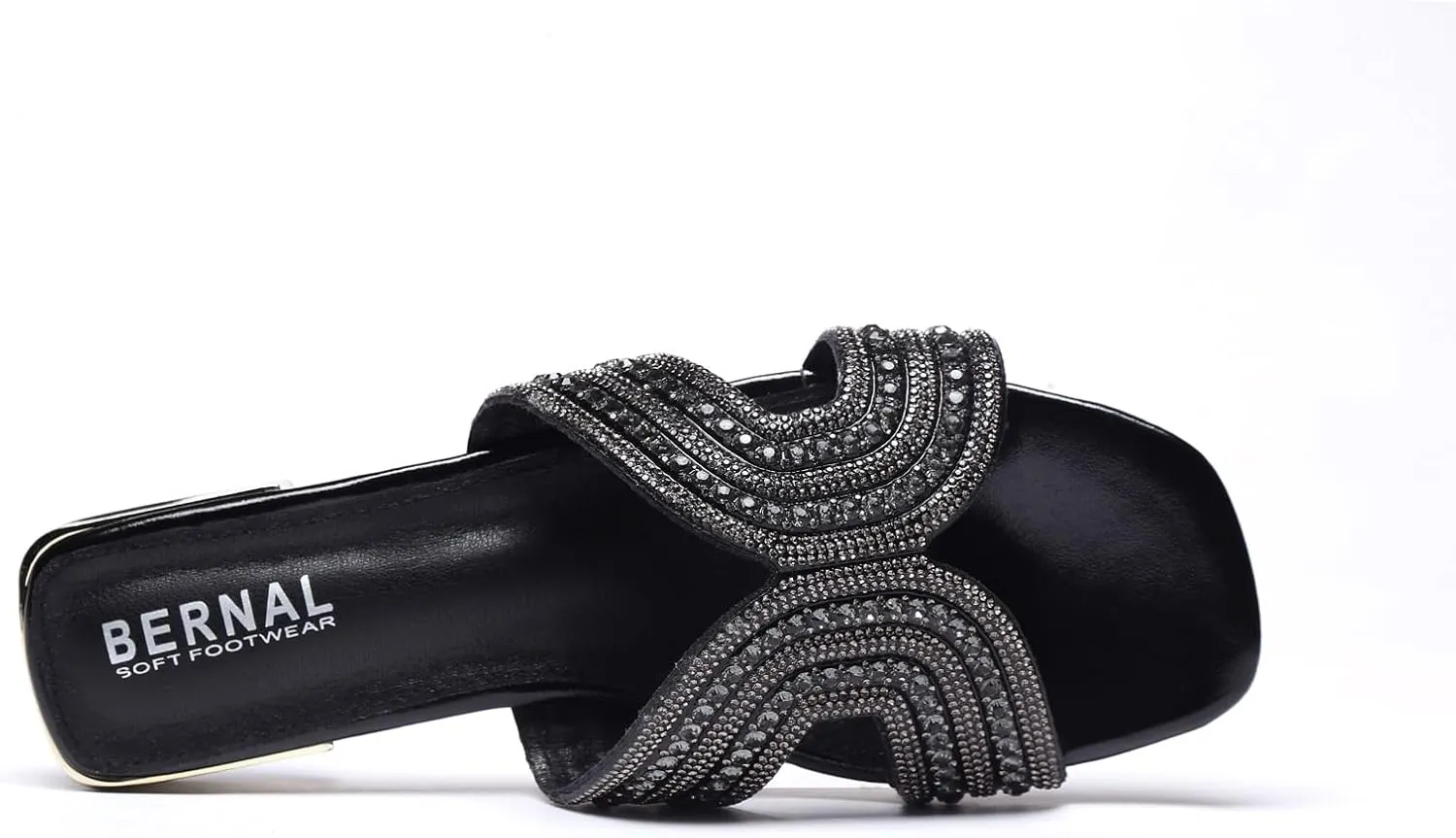 Bernal Women Sparkle Rhinestone Slide Sandals Fashion Outdoor Slip On H-Band Flat Slippers Summer Beach Sandals