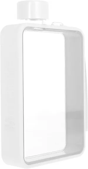 BESPORTBLE Polycarbonate Water Bottle, 380ml, White - Flat Design for Sports, Fitness, Camping, Biking, Hiking, Climbing