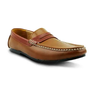 Bicolor Leather Loafer Beige and Tan