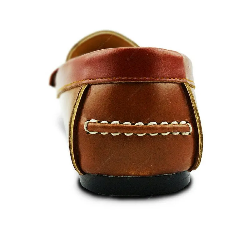Bicolor Leather Loafer Beige and Tan