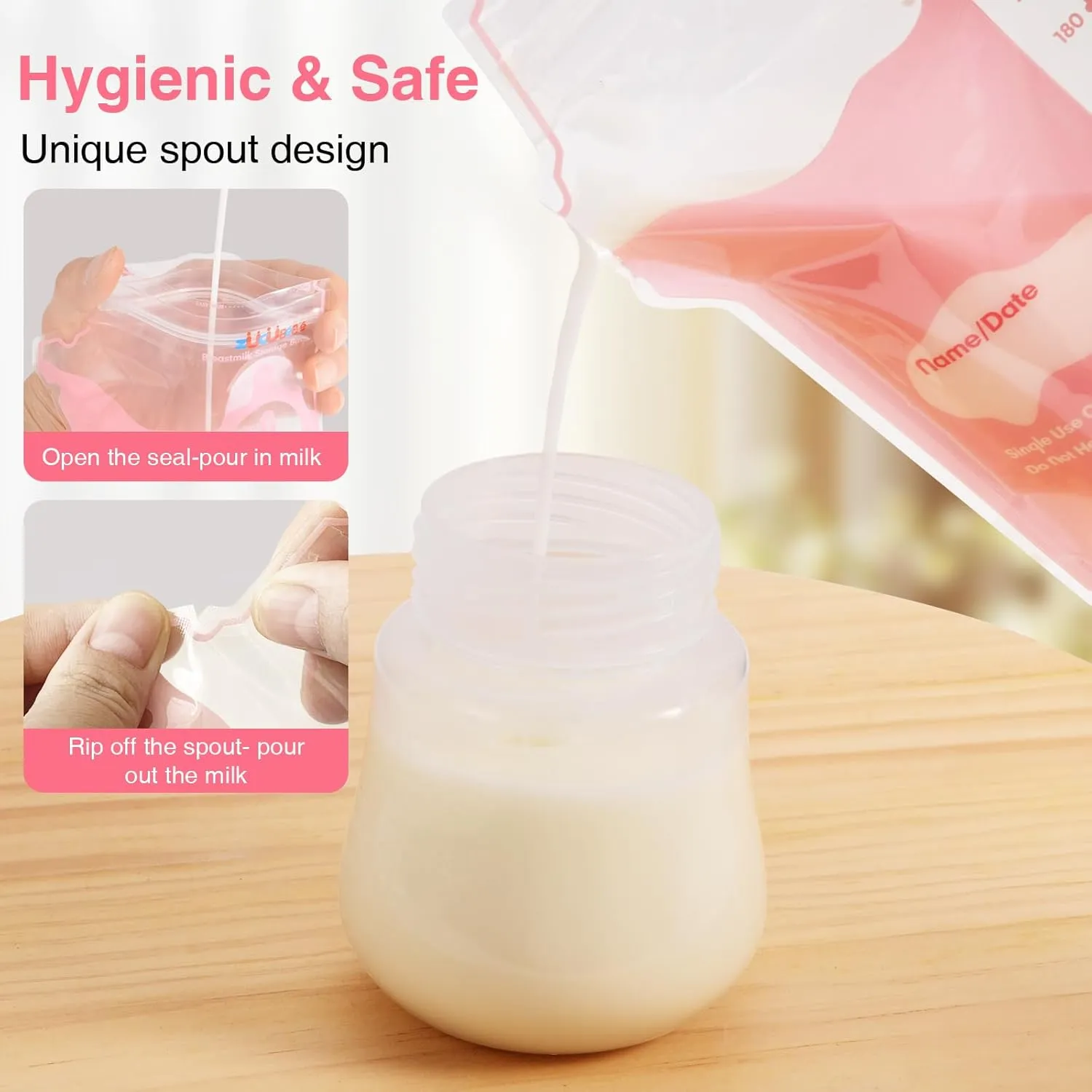Breastmilk Storage Bags(360 Count)，8oz Milk Storage Bags for Breastfeeding，BPA Free with Easy Pour Spout, Self Standing, for Refrigeration and Freezing