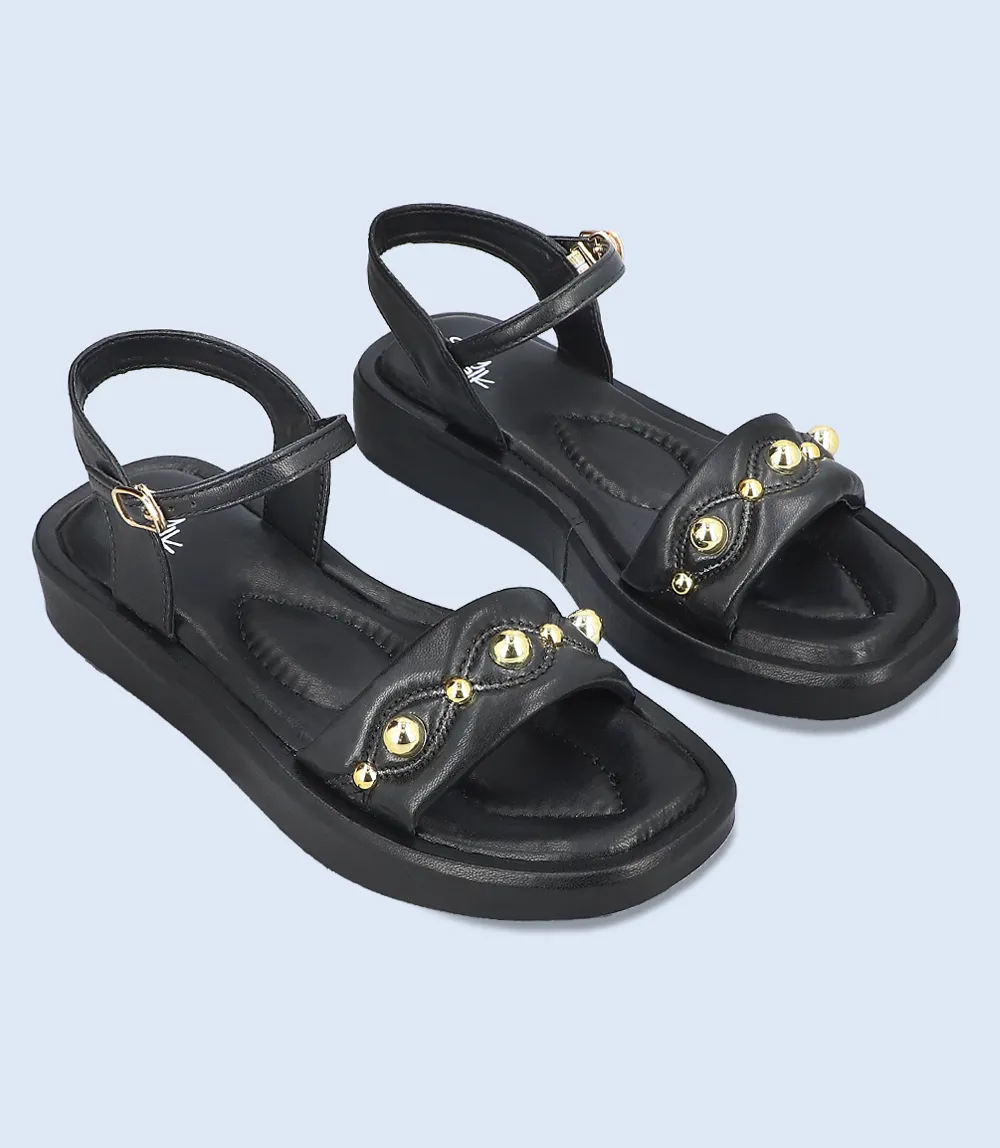 BW9632-BLACK-Women Comfort Sandal