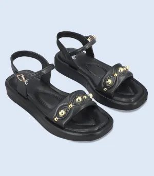 BW9632-BLACK-Women Comfort Sandal