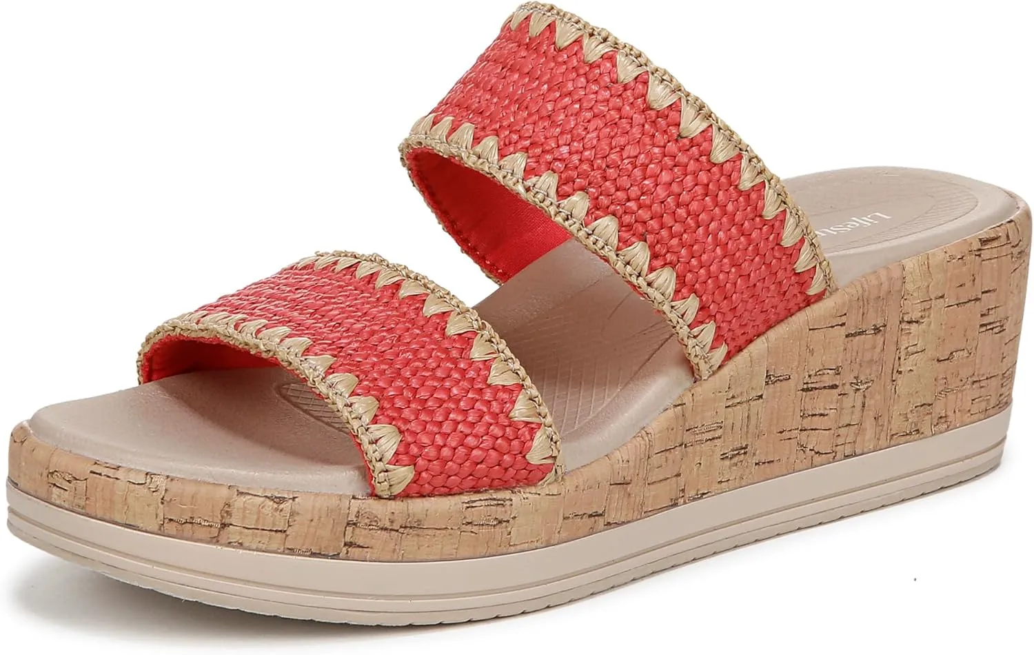 BZees Womens Resort Wedge Sandal Coral Beach 9.5 M