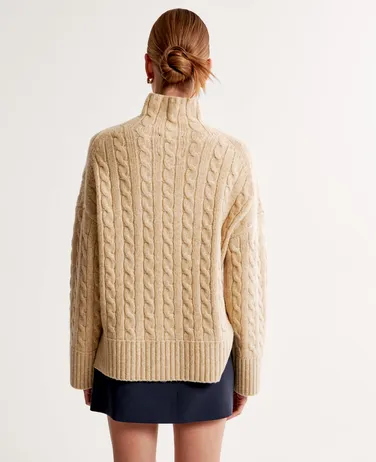 Cable Easy Funnel Neck Sweater
