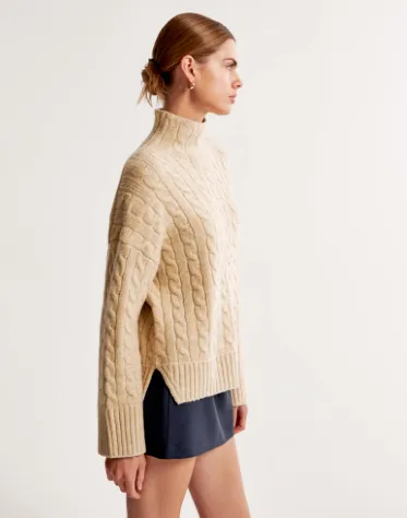 Cable Easy Funnel Neck Sweater