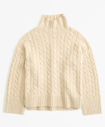 Cable Easy Funnel Neck Sweater