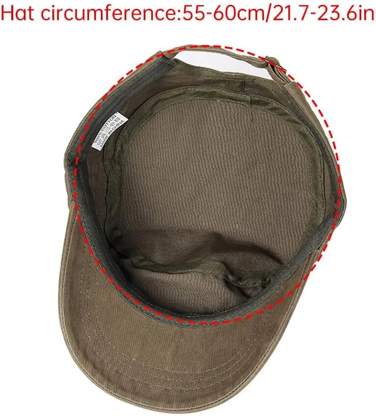 Cadet Army Caps Military Flat Top Caps Adjustable Military Style Hat Unisex Baseball Cap Outdoor Flat Cap for Men (Black)