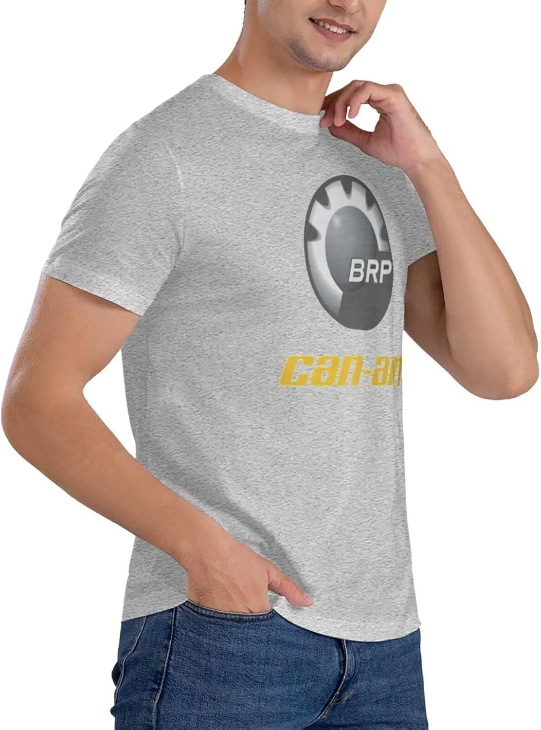 Can and am Casual Short Sleeved Men's Pure Cotton Round Neck T-Shirt Black