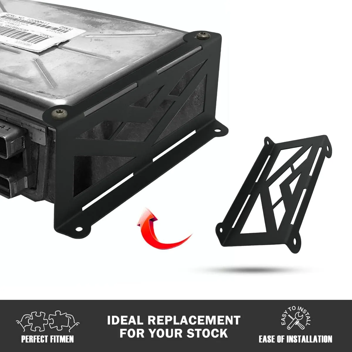Canitu Black LS1 ECM ECU PCM LSX CNC Cut Engine Computer Mount Bracket Mounting Conversion Brackets Powertrain Control Module Replacement for Pcm Swap 6.0 5.3 LQ9 LM7 0411 C10 C-10