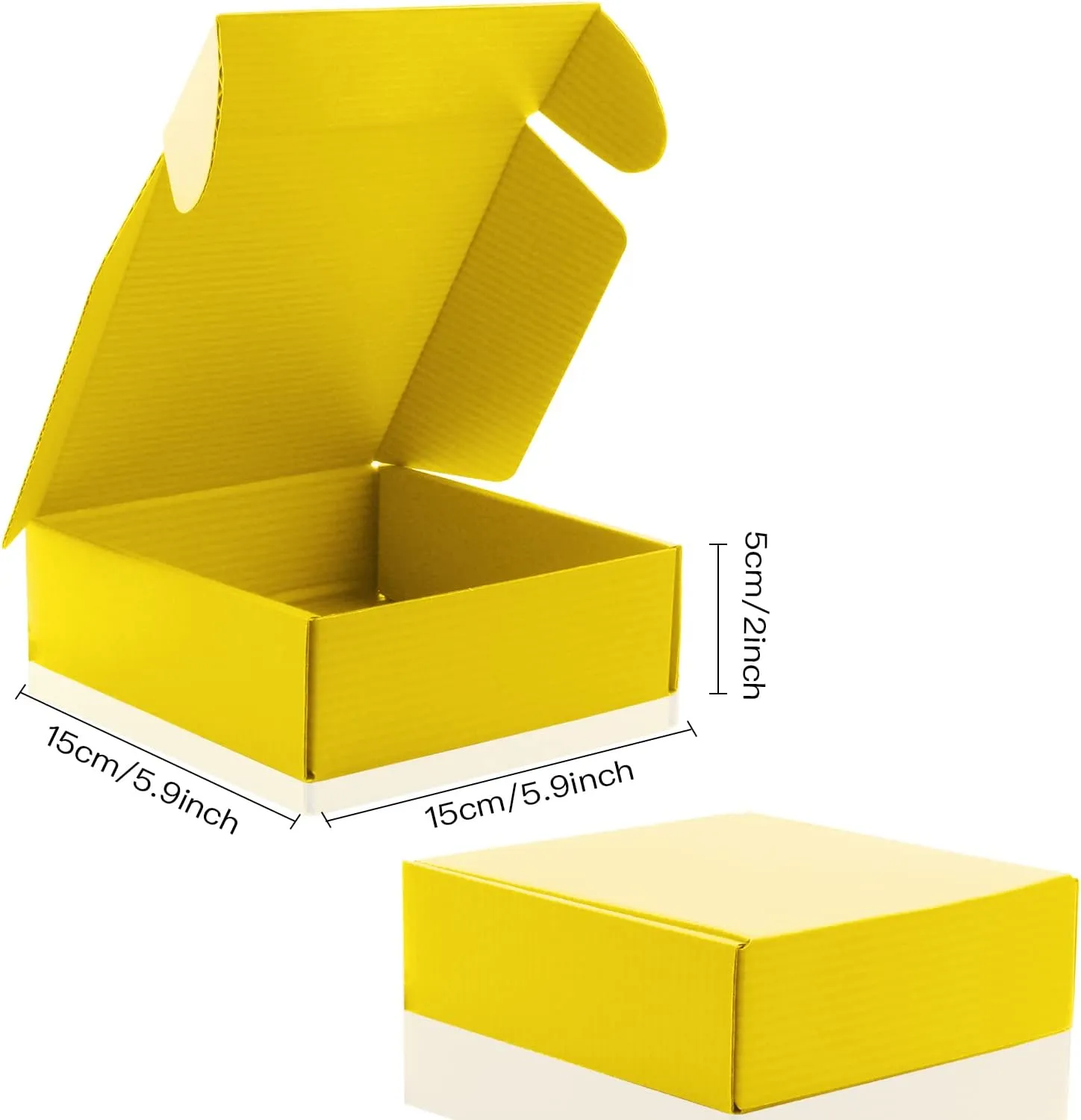 Cardboard Boxes Shipping Boxes,15 Pack Recyclable Corrugated Cardboard Box Small Mailing Storage Gift Boxes for Shipping, Mailing, Gifts Packaging, 6x6x2" (Yellow)