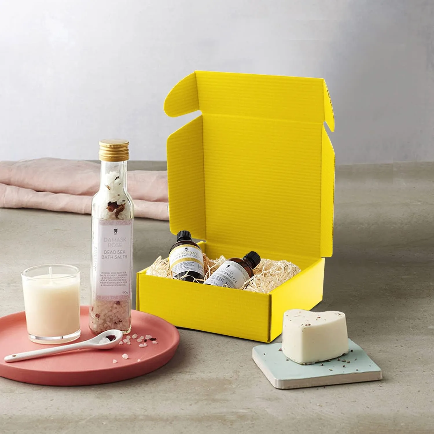 Cardboard Boxes Shipping Boxes,15 Pack Recyclable Corrugated Cardboard Box Small Mailing Storage Gift Boxes for Shipping, Mailing, Gifts Packaging, 6x6x2" (Yellow)