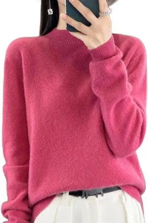 Cashmere Sweaters for Women,Fall Sweaters for Women 2024 Trendy,Long Sleeve Crew Neck Plus Size Dressy Casual Sweaters