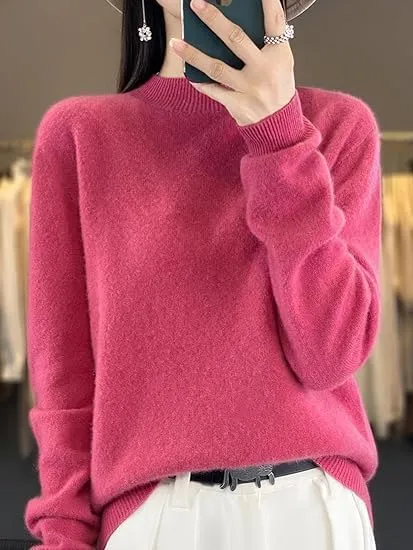 Cashmere Sweaters for Women,Fall Sweaters for Women 2024 Trendy,Long Sleeve Crew Neck Plus Size Dressy Casual Sweaters
