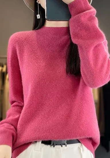 Cashmere Sweaters for Women,Fall Sweaters for Women 2024 Trendy,Long Sleeve Crew Neck Plus Size Dressy Casual Sweaters