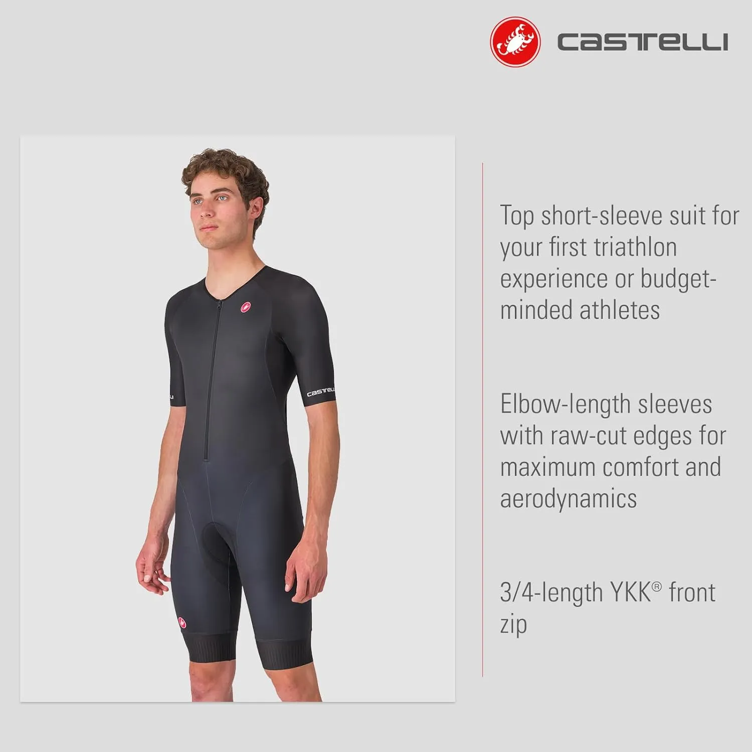 CASTELLI Men’s Core Tri Suit Short Sleeve, Cycling Race Swim Bike Run, Aerodynamic Triathlon Suit with Pockets