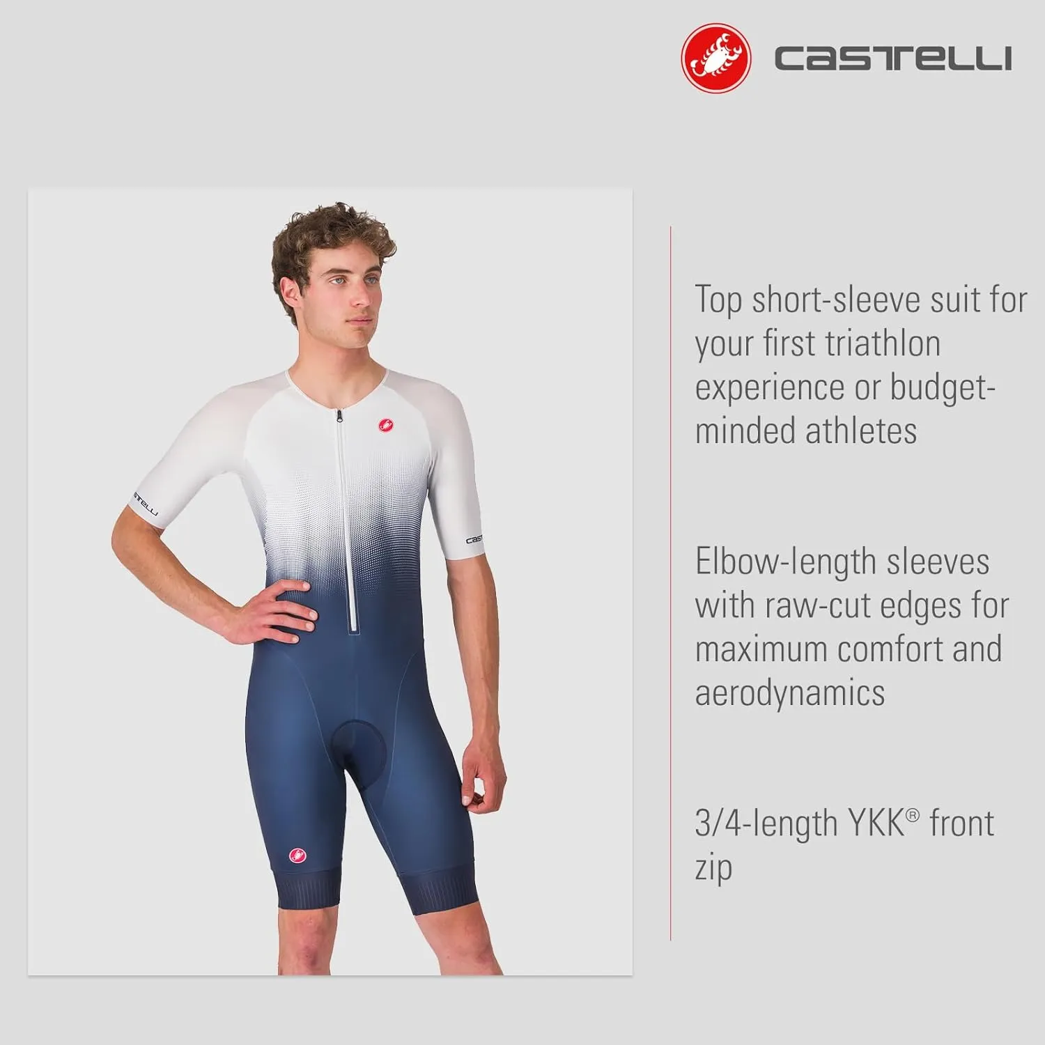 CASTELLI Men’s Core Tri Suit Short Sleeve, Cycling Race Swim Bike Run, Aerodynamic Triathlon Suit with Pockets