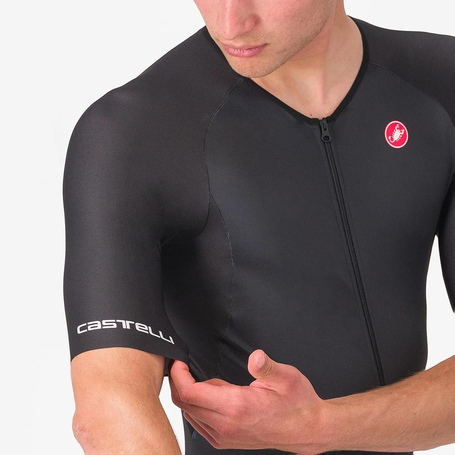 CASTELLI Men’s Core Tri Suit Short Sleeve, Cycling Race Swim Bike Run, Aerodynamic Triathlon Suit with Pockets