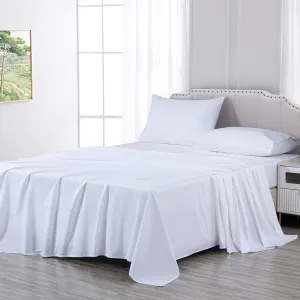 Chezmoi Collection Solid White 250TC 100% Cotton Twill Bed Sheet Set King Size, 4-Piece Luxury Soft Breathable Smooth 16-Inches Deep Pocket Sheets and Pillowcases Set