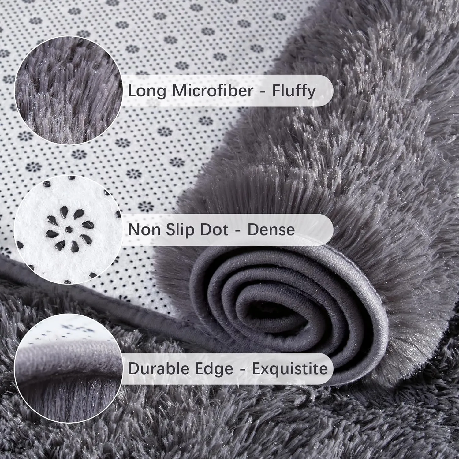 Chicrug Soft Runner Rugs for Bedroom Living Room Plush Fluffy Rugs 2x6 Feet, Shag Furry Area Rug Carpet Non Shedding for Nursery Children Kids Girls Room Home Decorative,Coal Grey