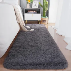 Chicrug Soft Runner Rugs for Bedroom Living Room Plush Fluffy Rugs 2x6 Feet, Shag Furry Area Rug Carpet Non Shedding for Nursery Children Kids Girls Room Home Decorative,Coal Grey