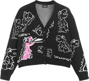 CIDER Women’s Dinosaur Cardigan Graphic Streetwear Cute Patterned Preppy Sweater