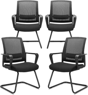 CLATINA Office Guest Chair with Lumbar Support and Mid Back Mesh Space Air Grid Series for Reception Conference Room 4 Pack