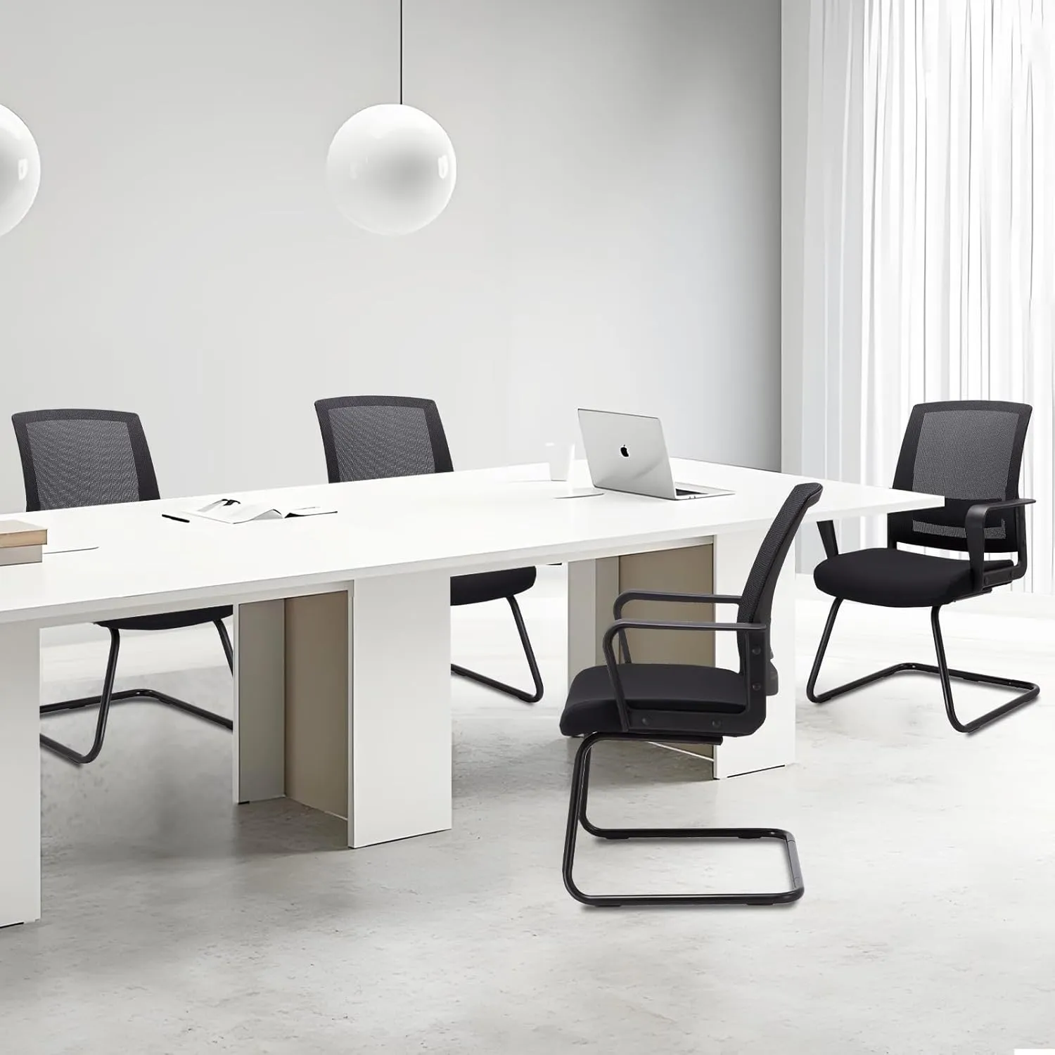 CLATINA Office Guest Chair with Lumbar Support and Mid Back Mesh Space Air Grid Series for Reception Conference Room 4 Pack