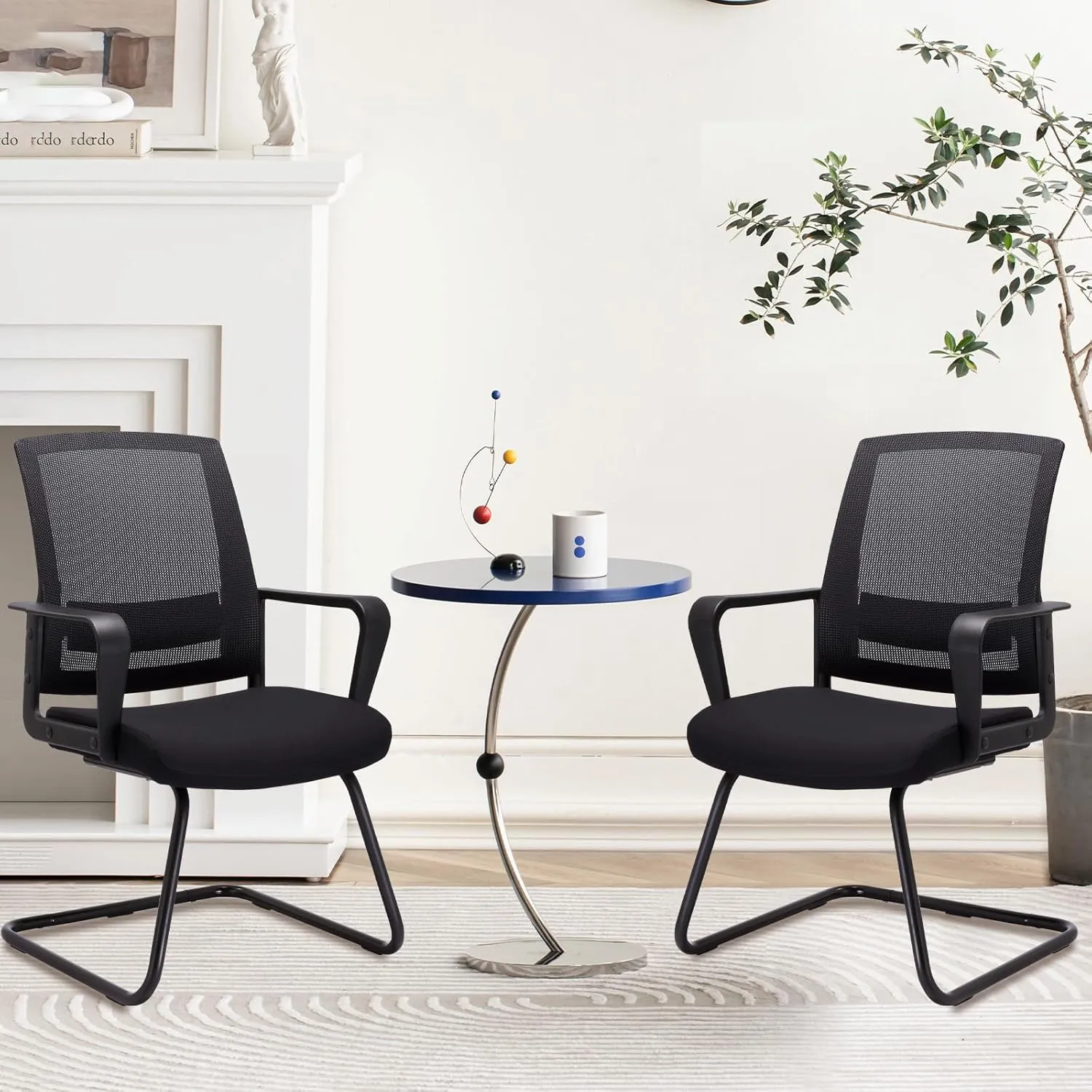 CLATINA Office Guest Chair with Lumbar Support and Mid Back Mesh Space Air Grid Series for Reception Conference Room 4 Pack