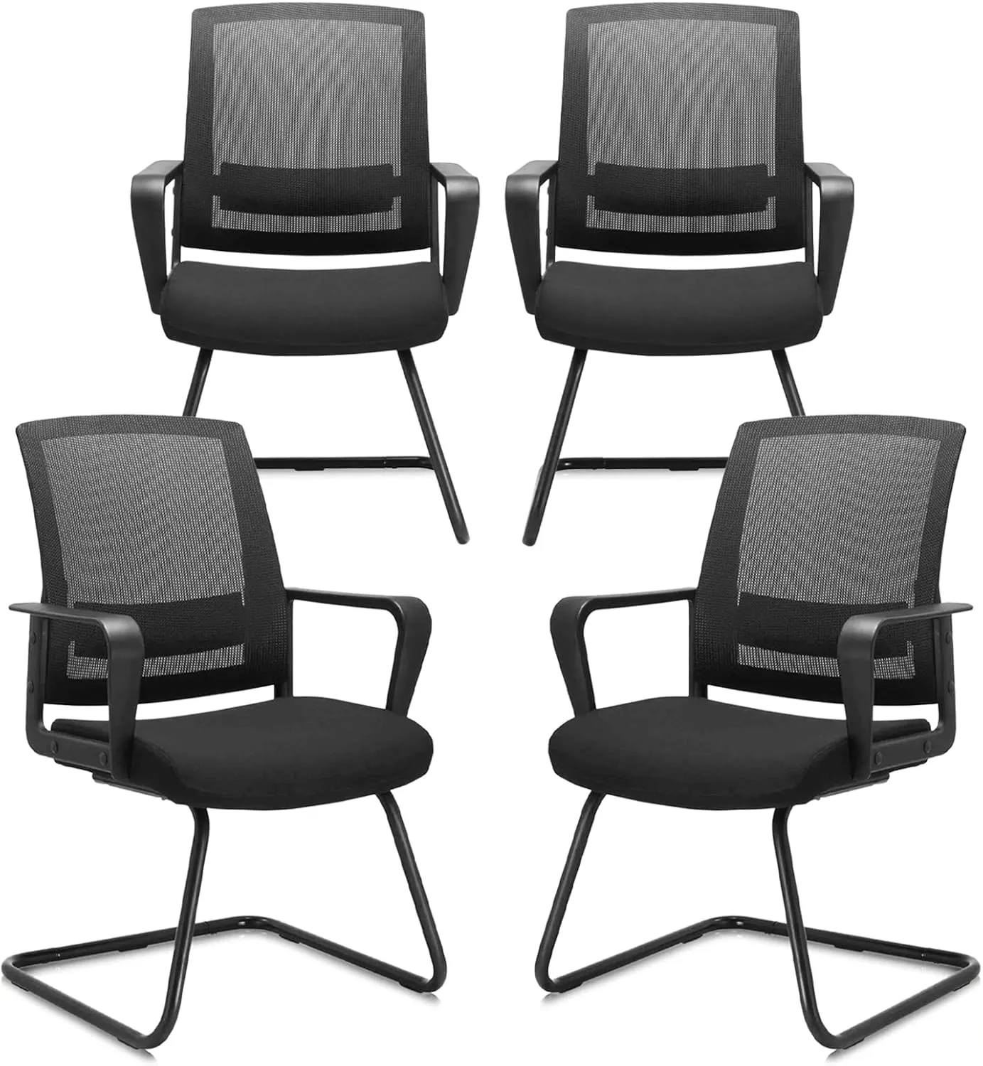 CLATINA Office Guest Chair with Lumbar Support and Mid Back Mesh Space Air Grid Series for Reception Conference Room 4 Pack