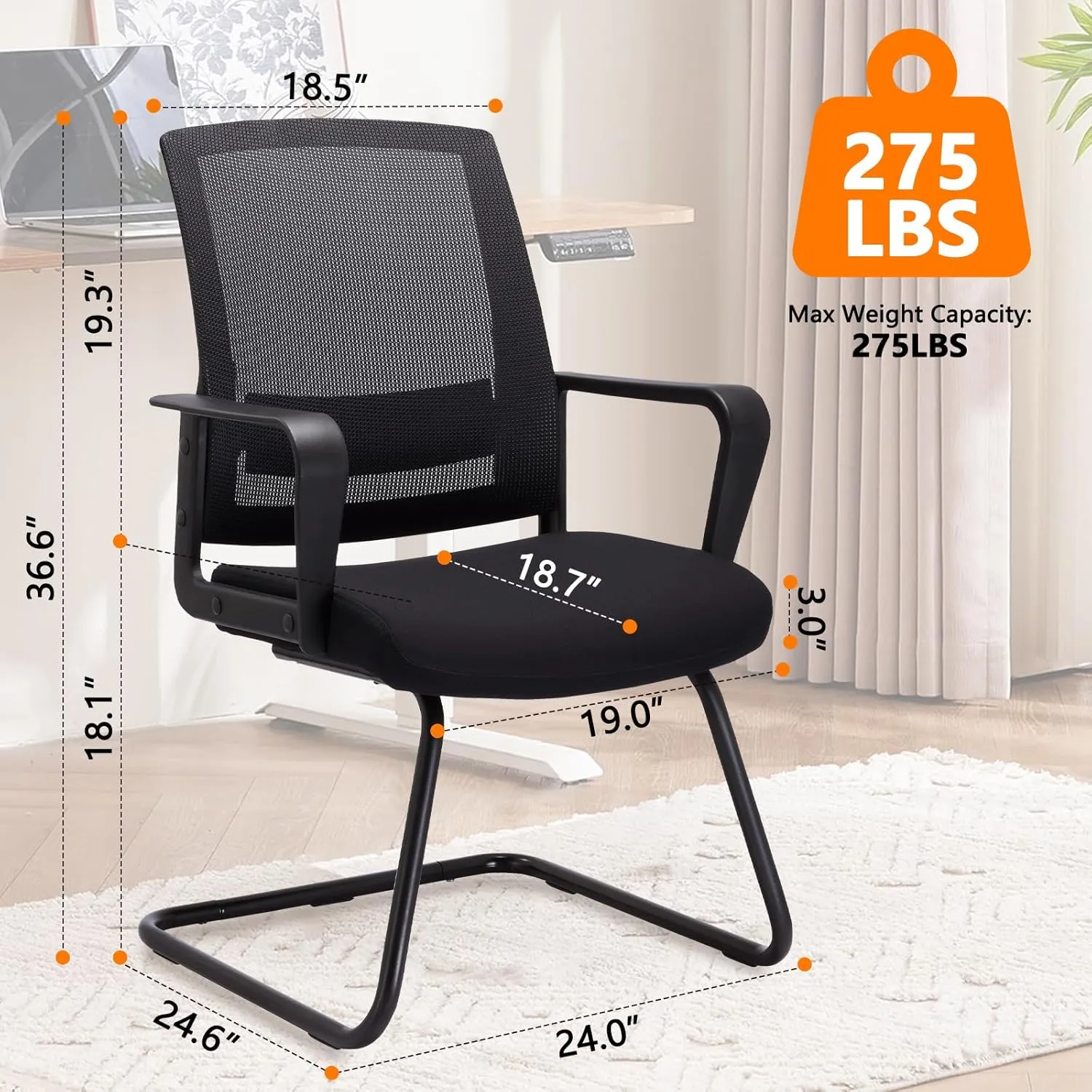 CLATINA Office Guest Chair with Lumbar Support and Mid Back Mesh Space Air Grid Series for Reception Conference Room 4 Pack