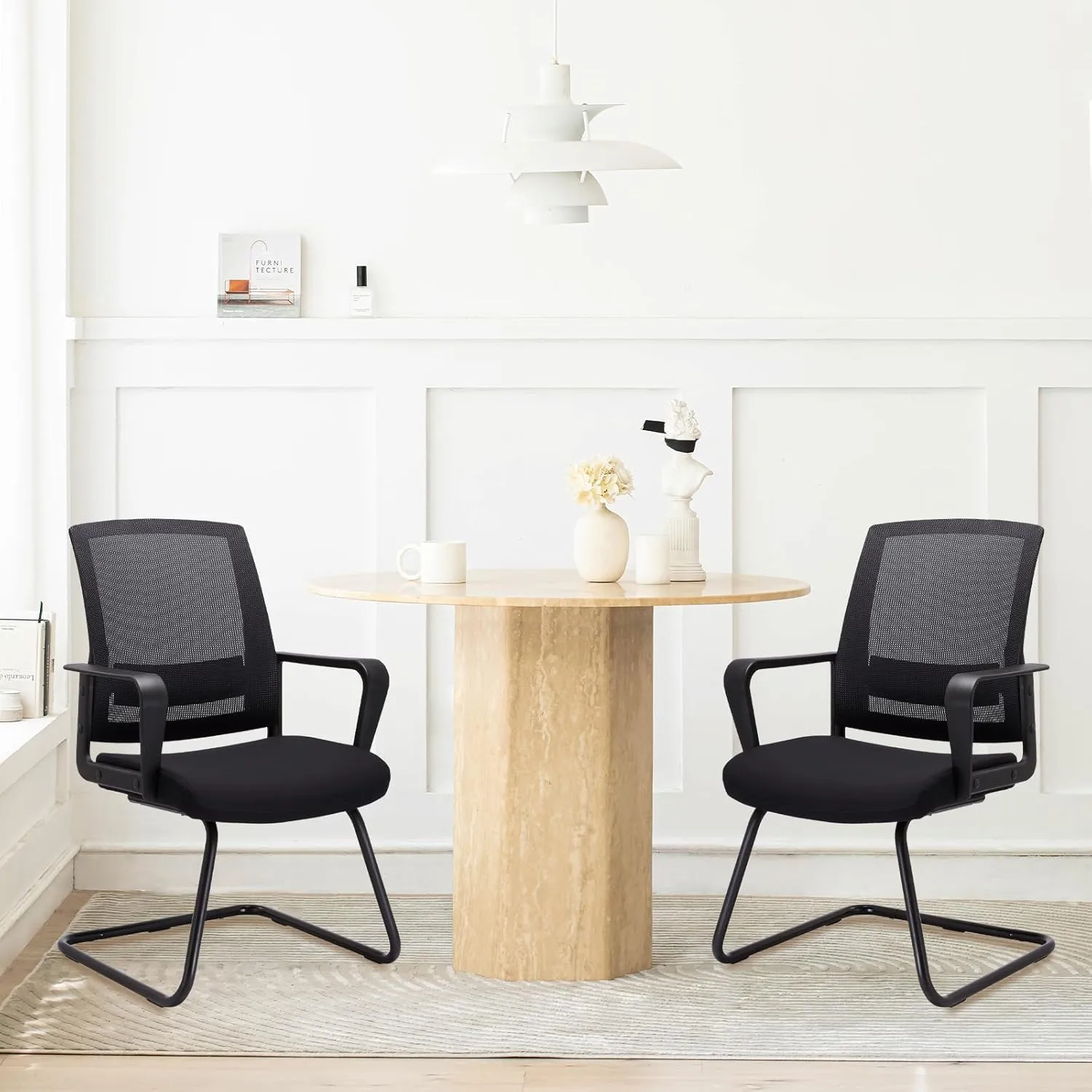 CLATINA Office Guest Chair with Lumbar Support and Mid Back Mesh Space Air Grid Series for Reception Conference Room 4 Pack