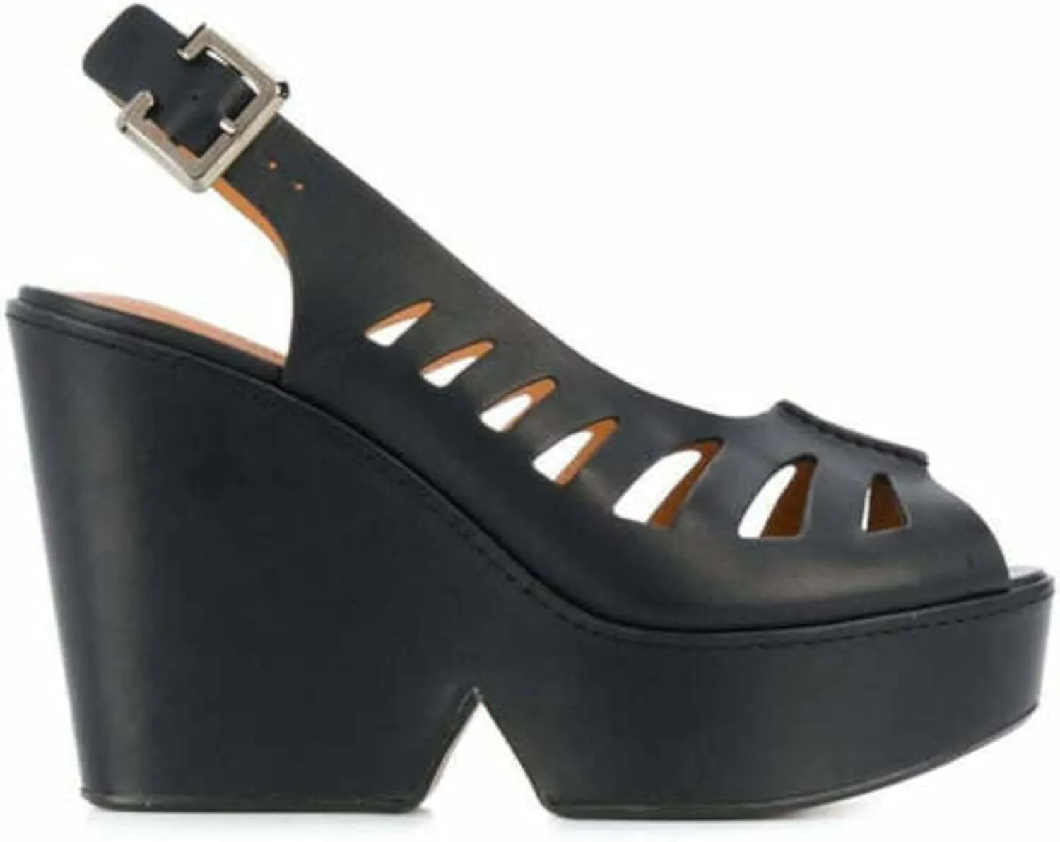 Clergerie Paris Womens Diane Leather Wedge Sandals Black 6.5 Medium (B,M)