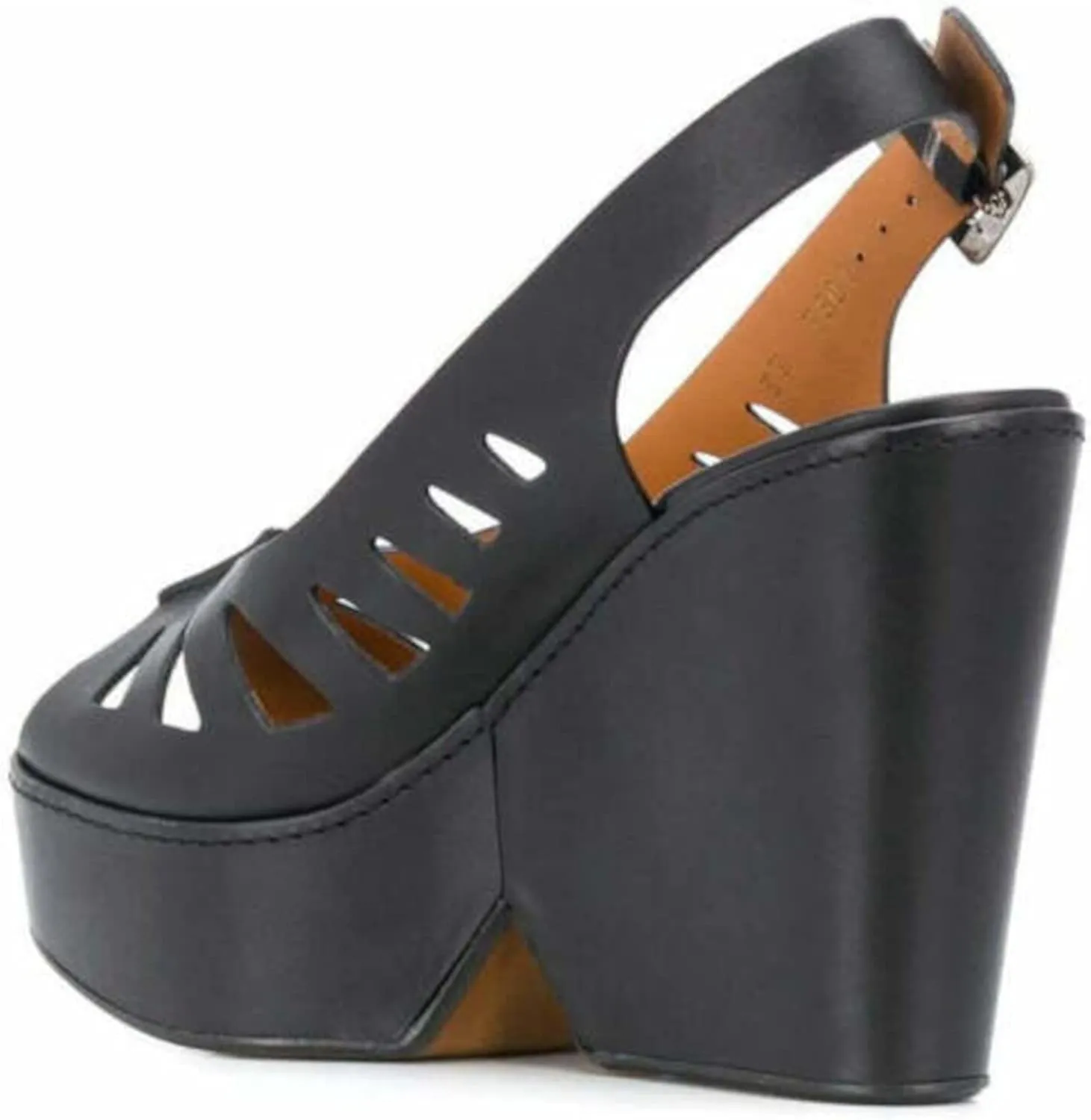 Clergerie Paris Womens Diane Leather Wedge Sandals Black 6.5 Medium (B,M)