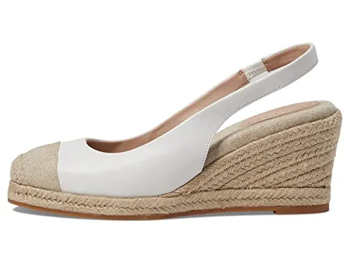 Cole Haan Cloudfeel Espadrille Wedge Slingback 80 mm White Leather Natural Linen 7 B (M)