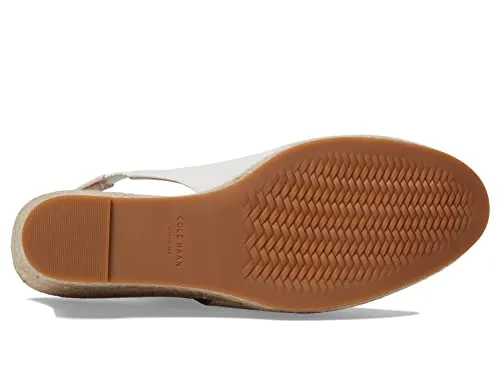 Cole Haan Cloudfeel Espadrille Wedge Slingback 80 mm White Leather Natural Linen 7 B (M)