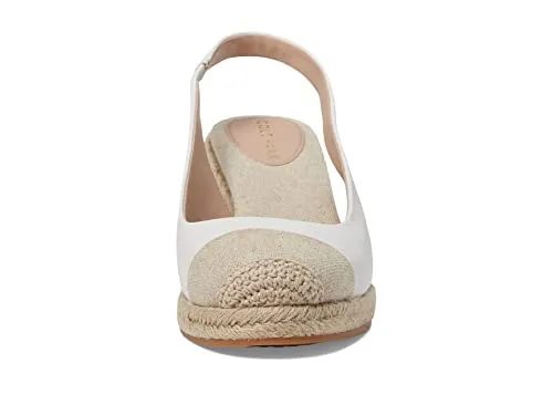 Cole Haan Cloudfeel Espadrille Wedge Slingback 80 mm White Leather Natural Linen 7 B (M)