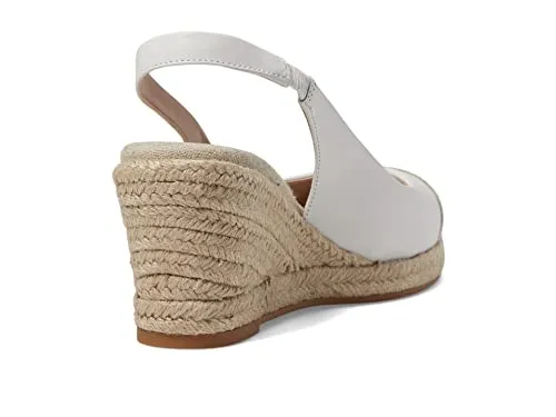 Cole Haan Cloudfeel Espadrille Wedge Slingback 80 mm White Leather Natural Linen 7 B (M)