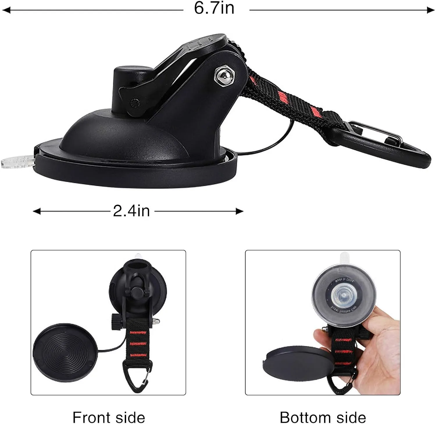 CONBOLA Suction Cup Hooks Heavy Duty 4 Pieces Car Camping Essentials Upgraded Tie Down Suction Cup Camper Accessories with Securing Hook Strong Power for RV Boat Window Glass Camping Trap.(4 pcs)