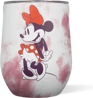 Corkcicle Disney 12 Ounce Triple Insulated Stainless Steel Stemless Travel Cup with Lid and Silicone Bottom for Hot and Cold Drinks, Minnie Tie Dye