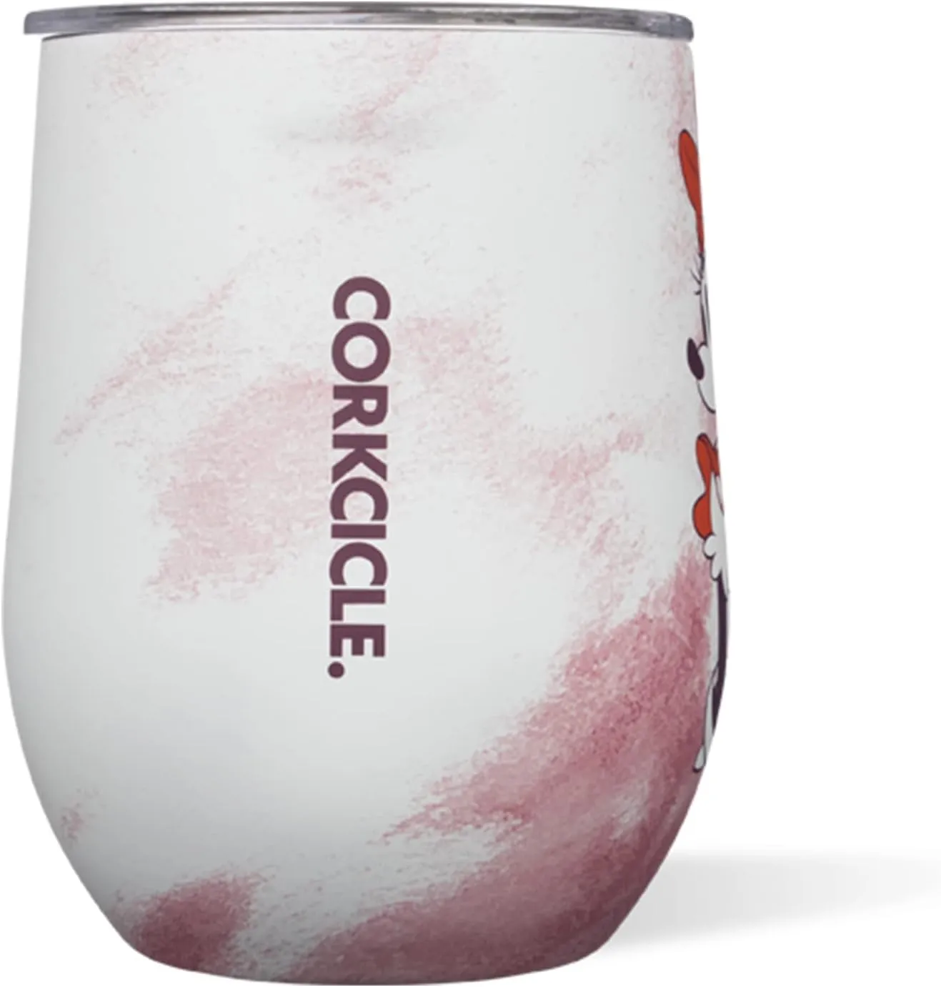 Corkcicle Disney 12 Ounce Triple Insulated Stainless Steel Stemless Travel Cup with Lid and Silicone Bottom for Hot and Cold Drinks, Minnie Tie Dye