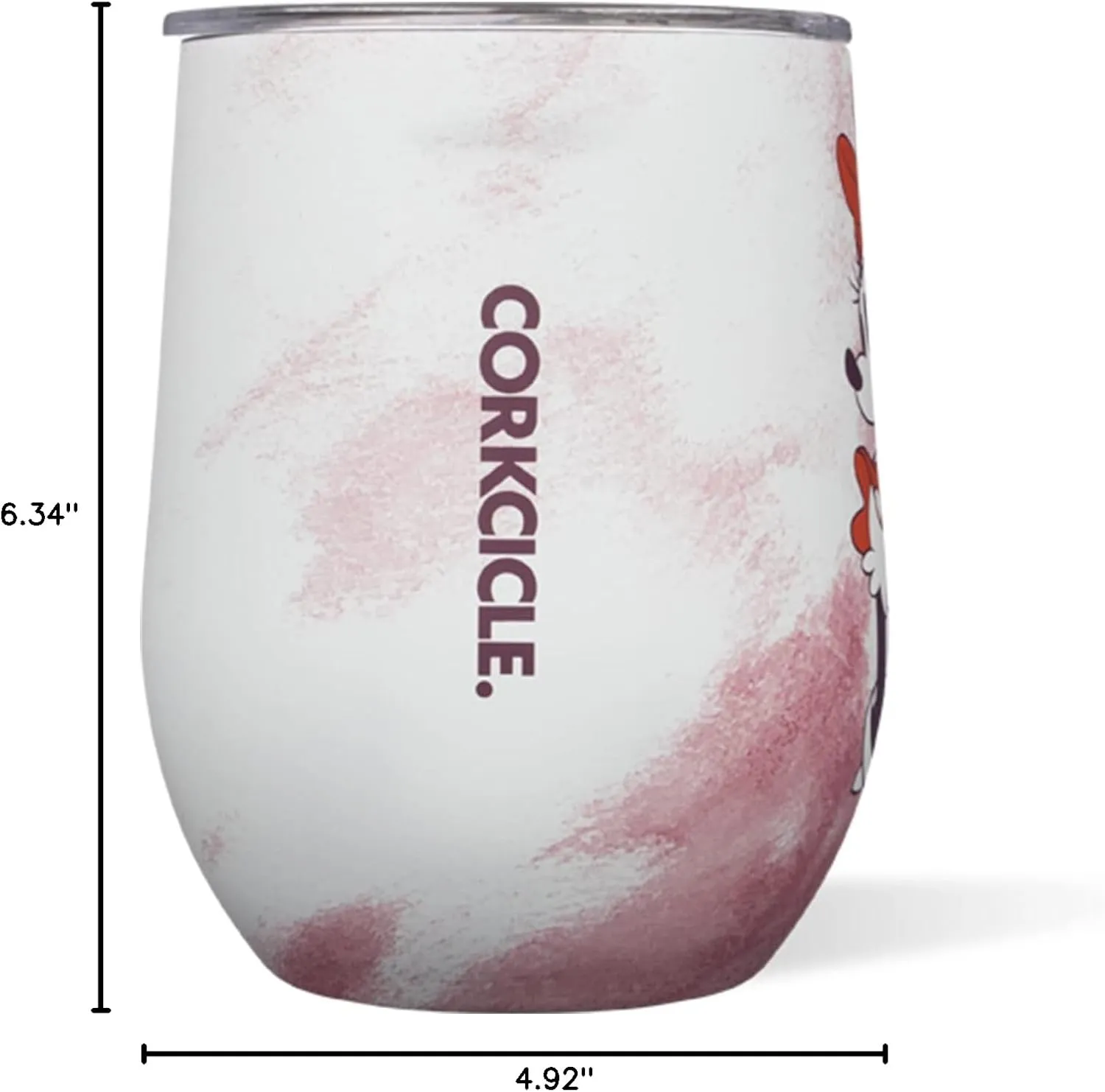 Corkcicle Disney 12 Ounce Triple Insulated Stainless Steel Stemless Travel Cup with Lid and Silicone Bottom for Hot and Cold Drinks, Minnie Tie Dye